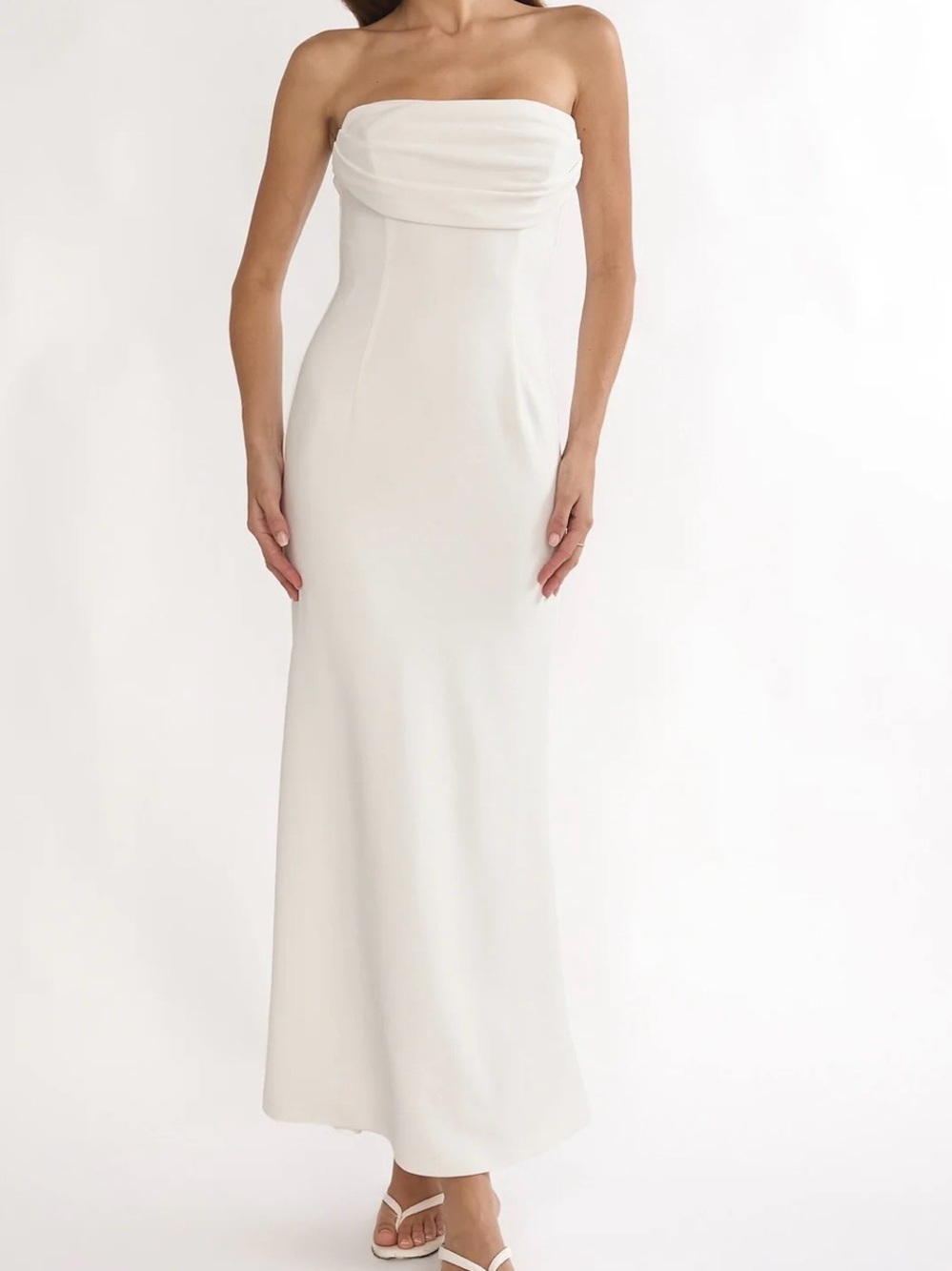 Selfie Leslie Strapless White Maxi Gown